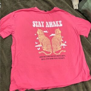 Pink Graphic T-Shirt with Cheetah Design